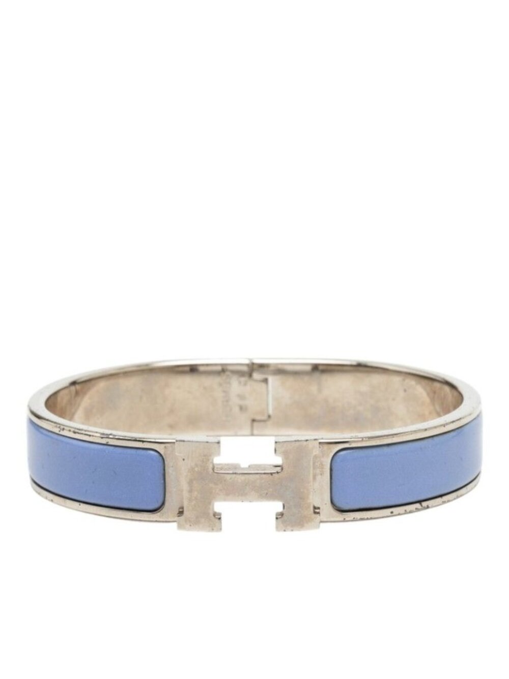 Hermes Clic H PM Bangle Silver Purple Metal Bracelet